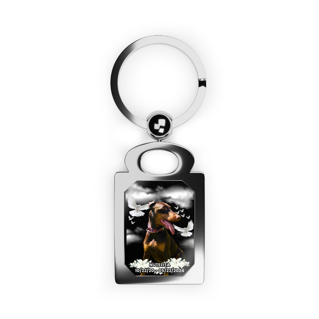 Rectangle Photo Keyring — Personalized Pet Memorial Keychain (Custom Photo, Name & Dates)