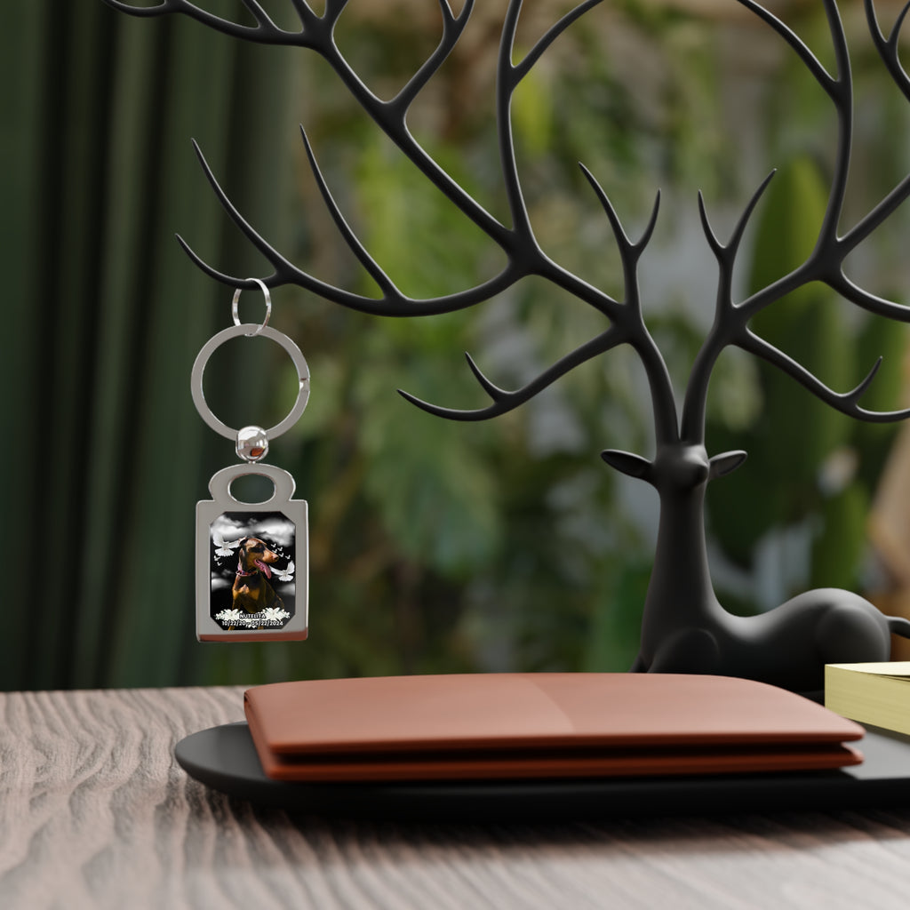 Rectangle Photo Keyring — Personalized Pet Memorial Keychain (Custom Photo, Name & Dates)