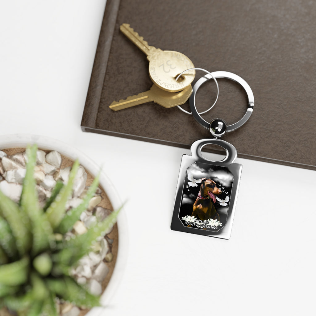 Rectangle Photo Keyring — Personalized Pet Memorial Keychain (Custom Photo, Name & Dates)