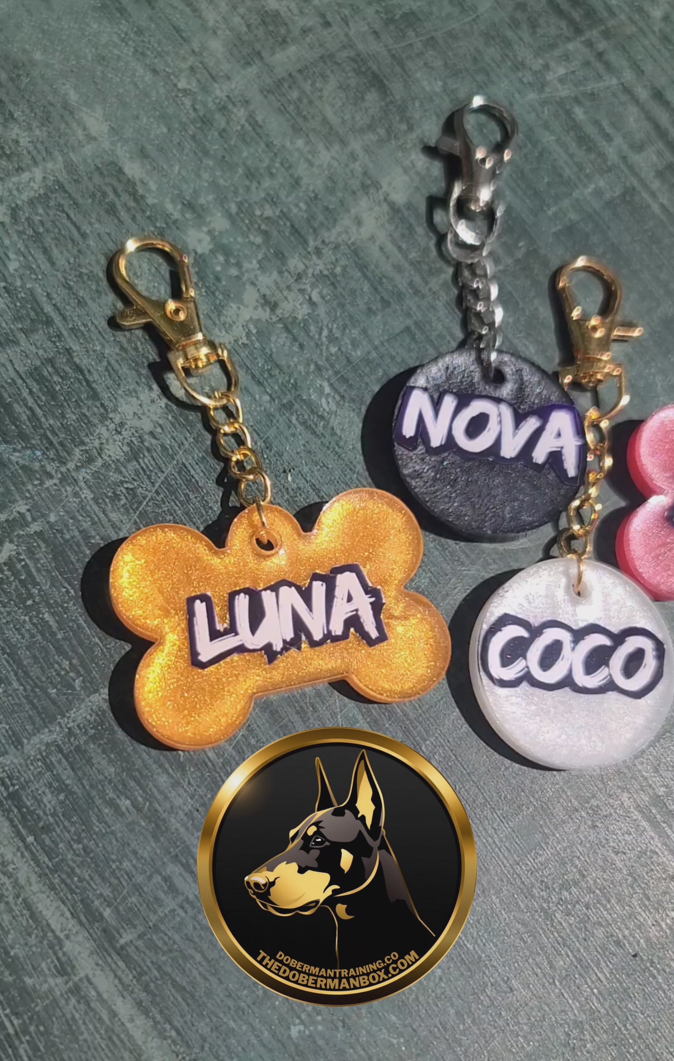 Hand-Poured Premium Resin Dog Name Tags – by The Doberman Box