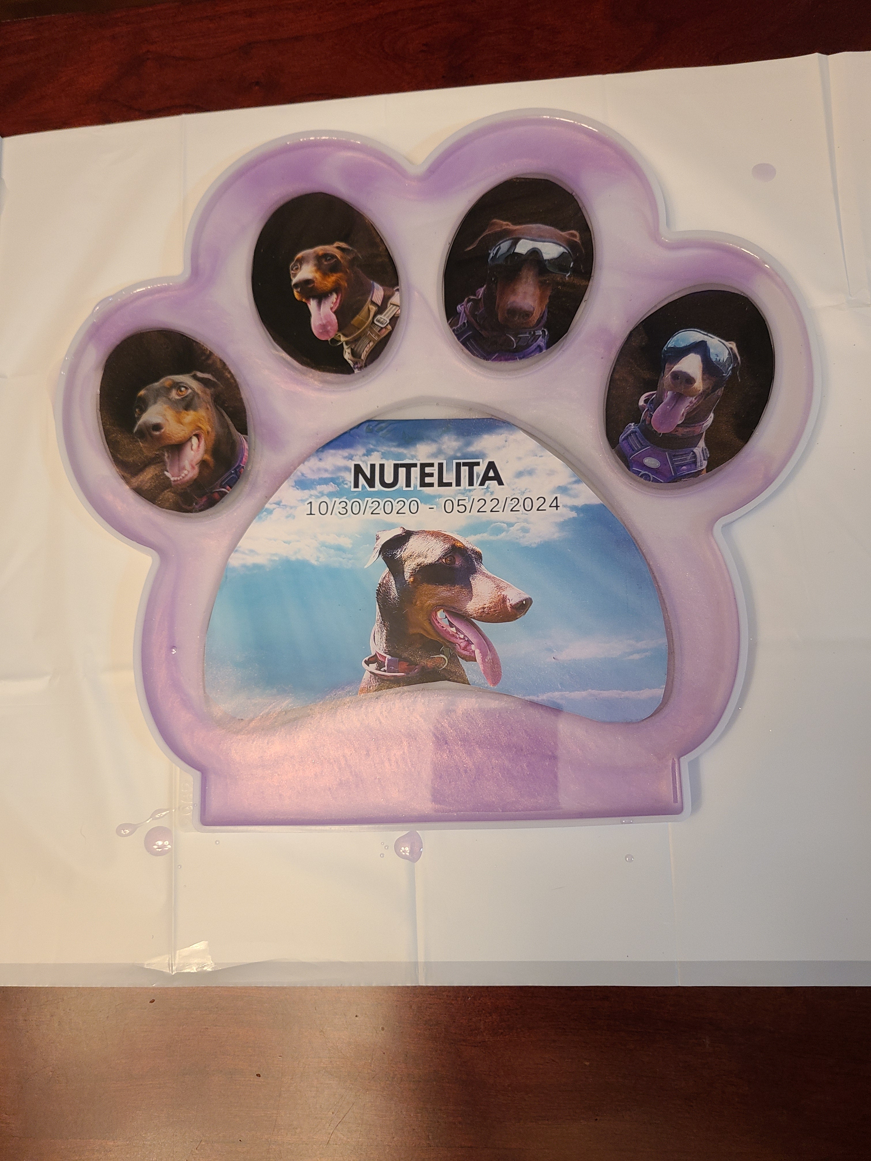 The Doberman Legacy/Memorial Paw — Custom Resin Photo Frame 10.5"w×9.7"t