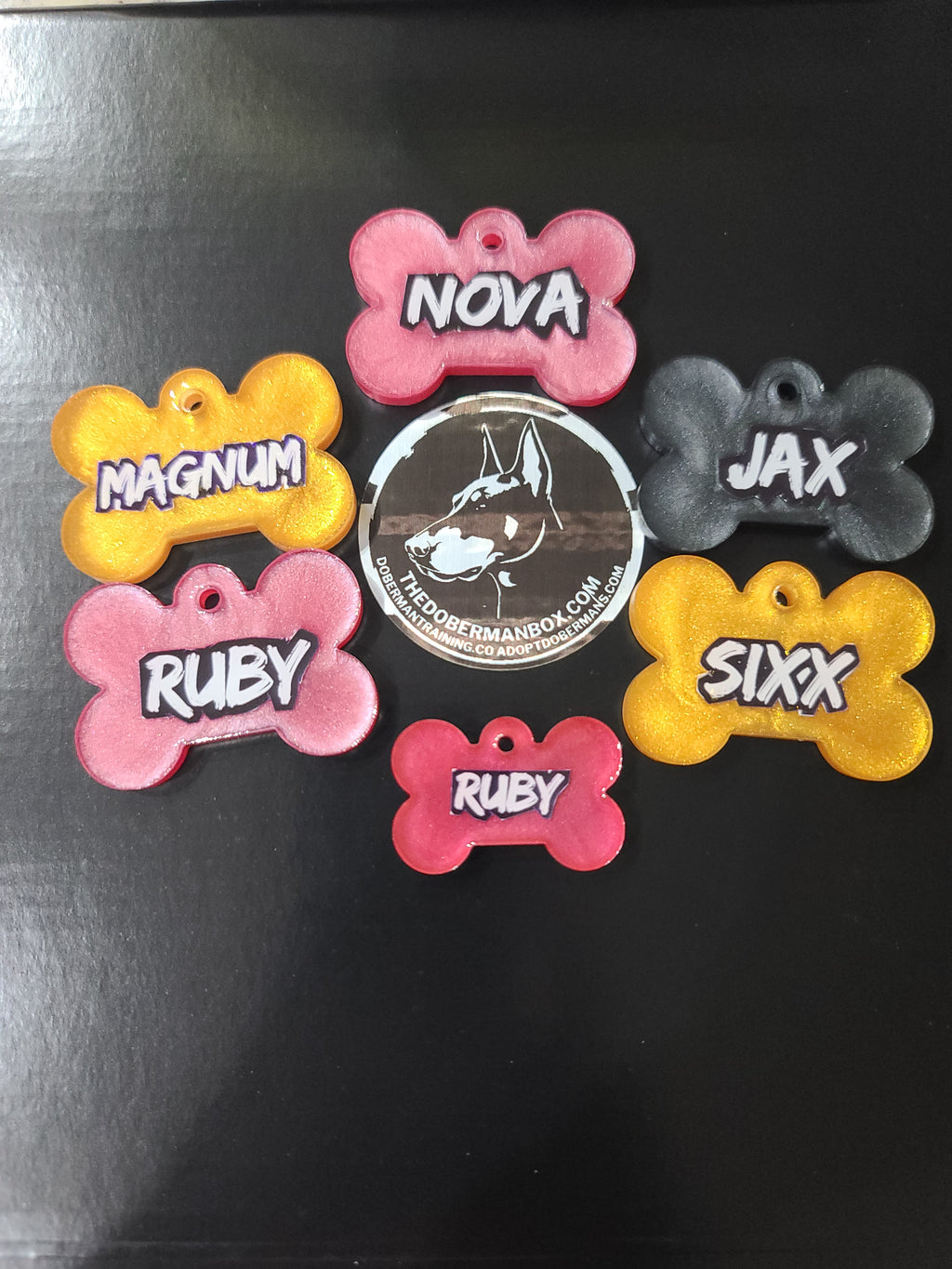 Hand-Poured Premium Resin Dog Name Tags – by The Doberman Box