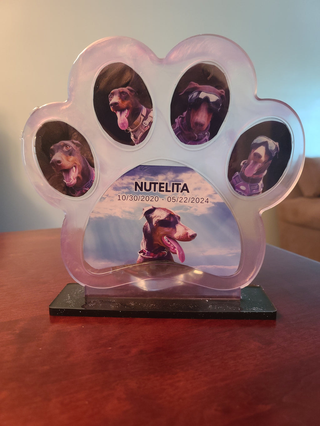 The Doberman Legacy/Memorial Paw — Custom Resin Photo Frame 10.5"w×9.7"t