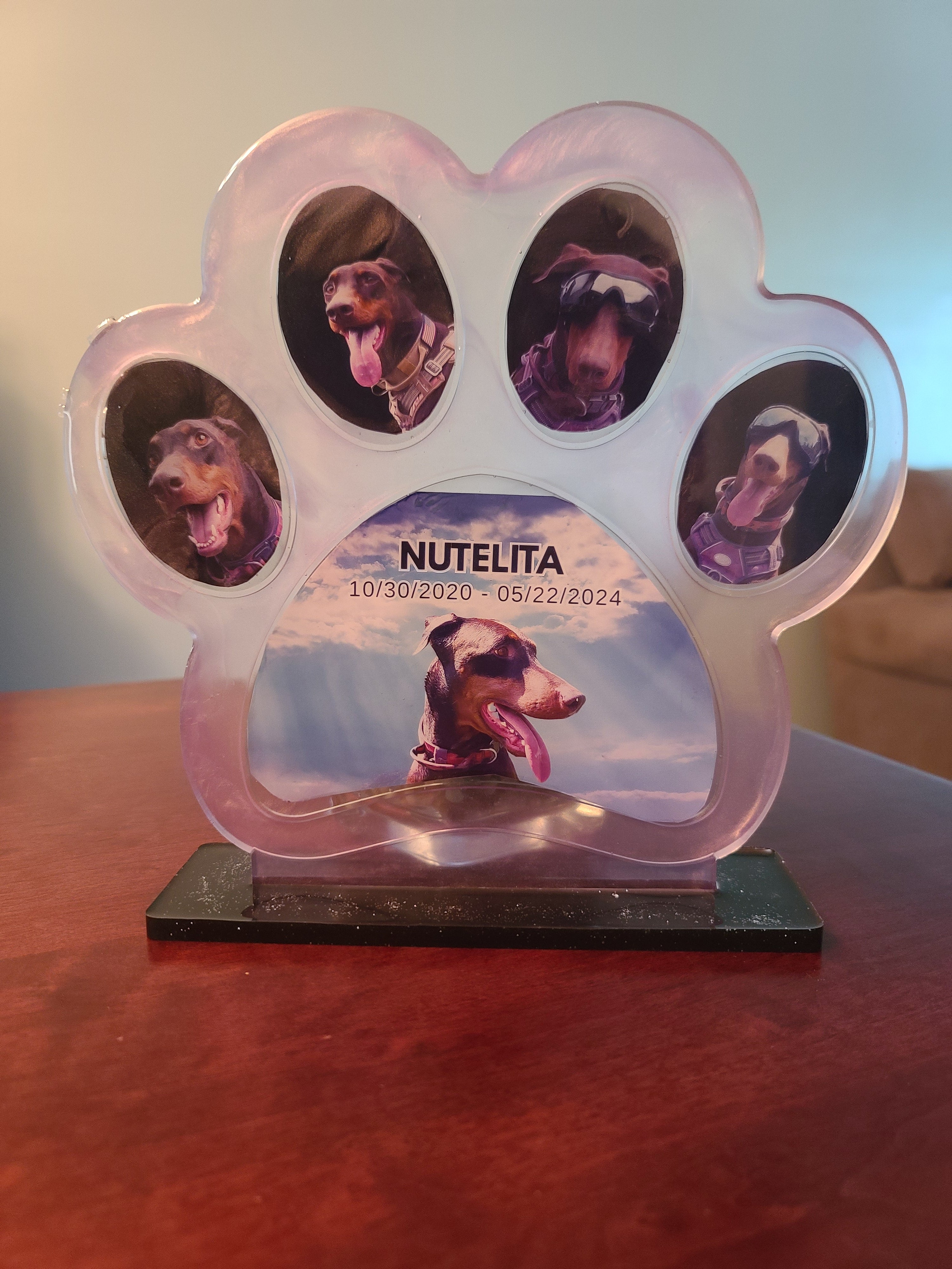 The Doberman Legacy/Memorial Paw — Custom Resin Photo Frame 10.5"w×9.7"t